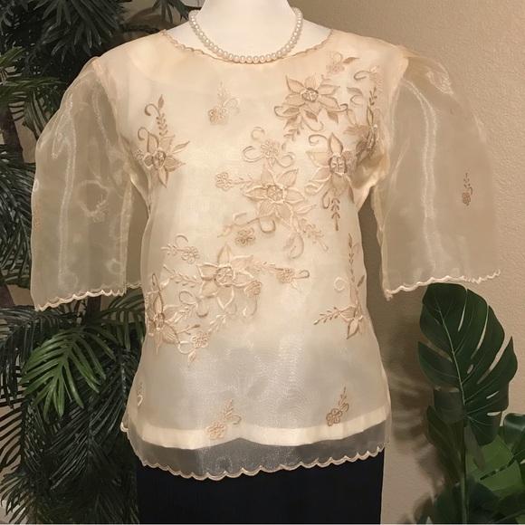 Ladies’ Pina Organza Embroidered Kimona Blouse - Picture 6 of 10